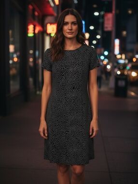 Helene Blake black & white polka dot dress